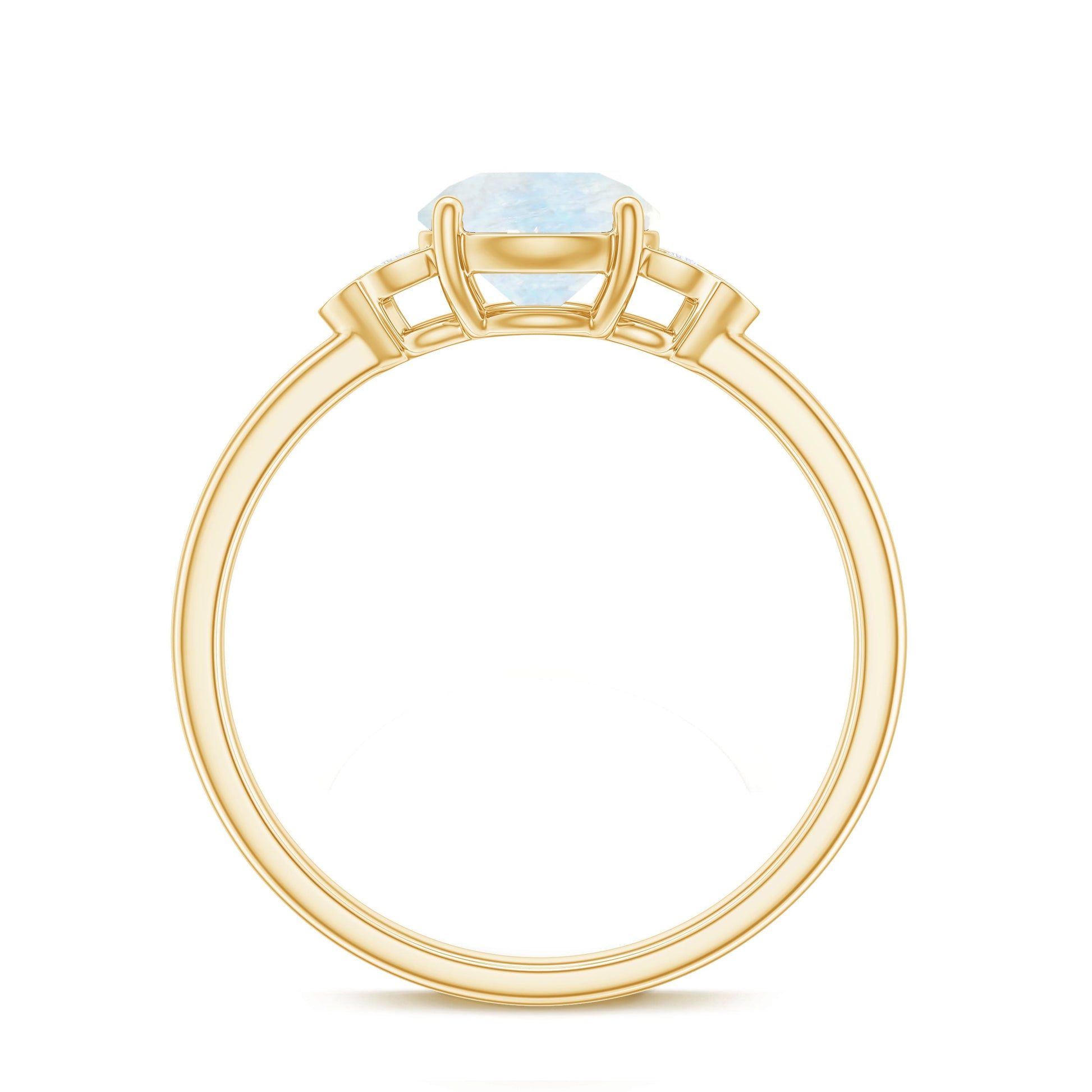 Gold ring with a diamond on a white background