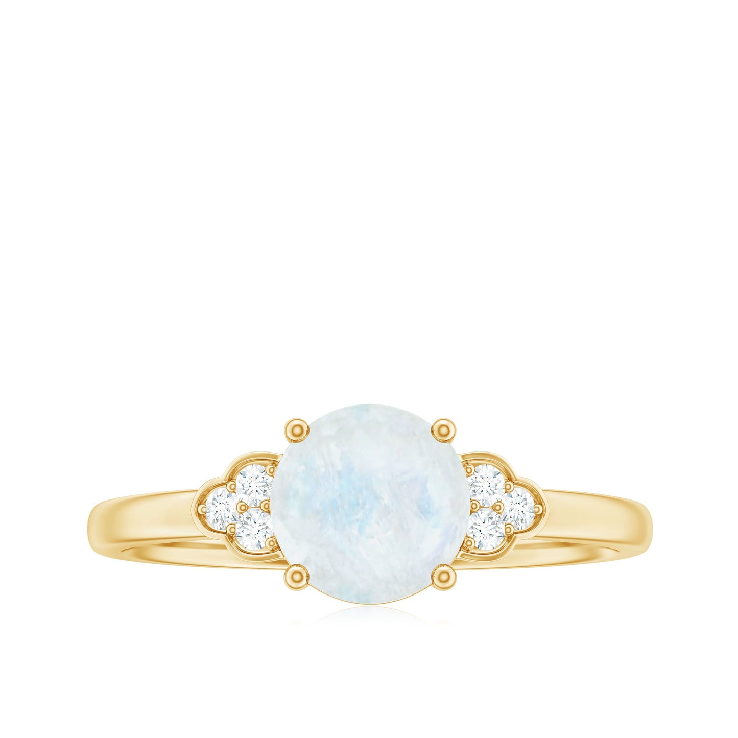 Gold ring with a heart-shaped opal stone and diamond accents on a white background