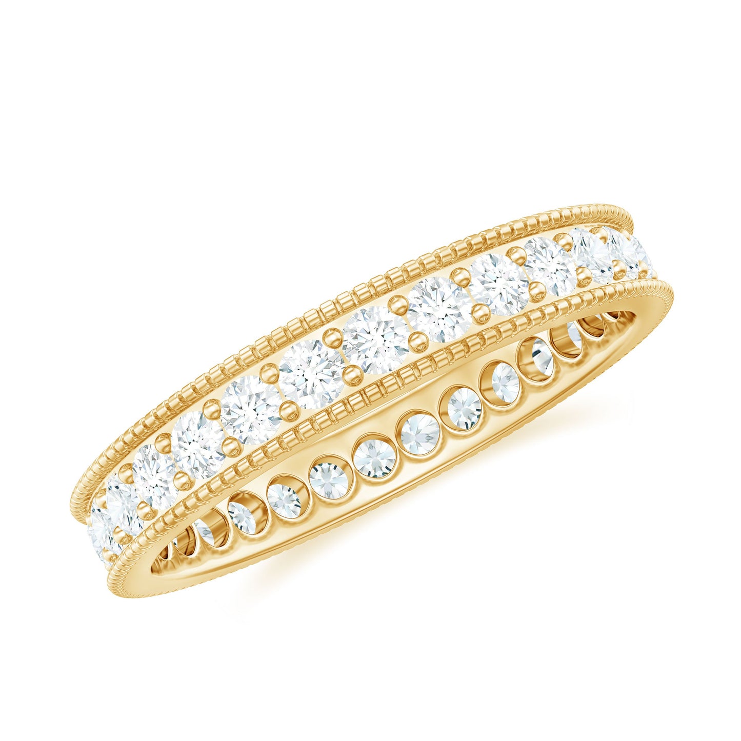 Moissanite Band Ring with Milgrain Detailing