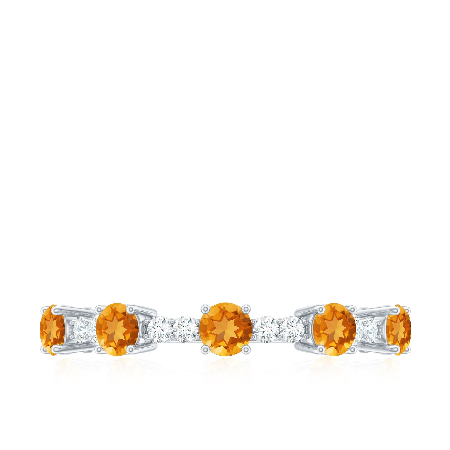 Natural Citrine Diamond Half Eternity Ring for Anniversary