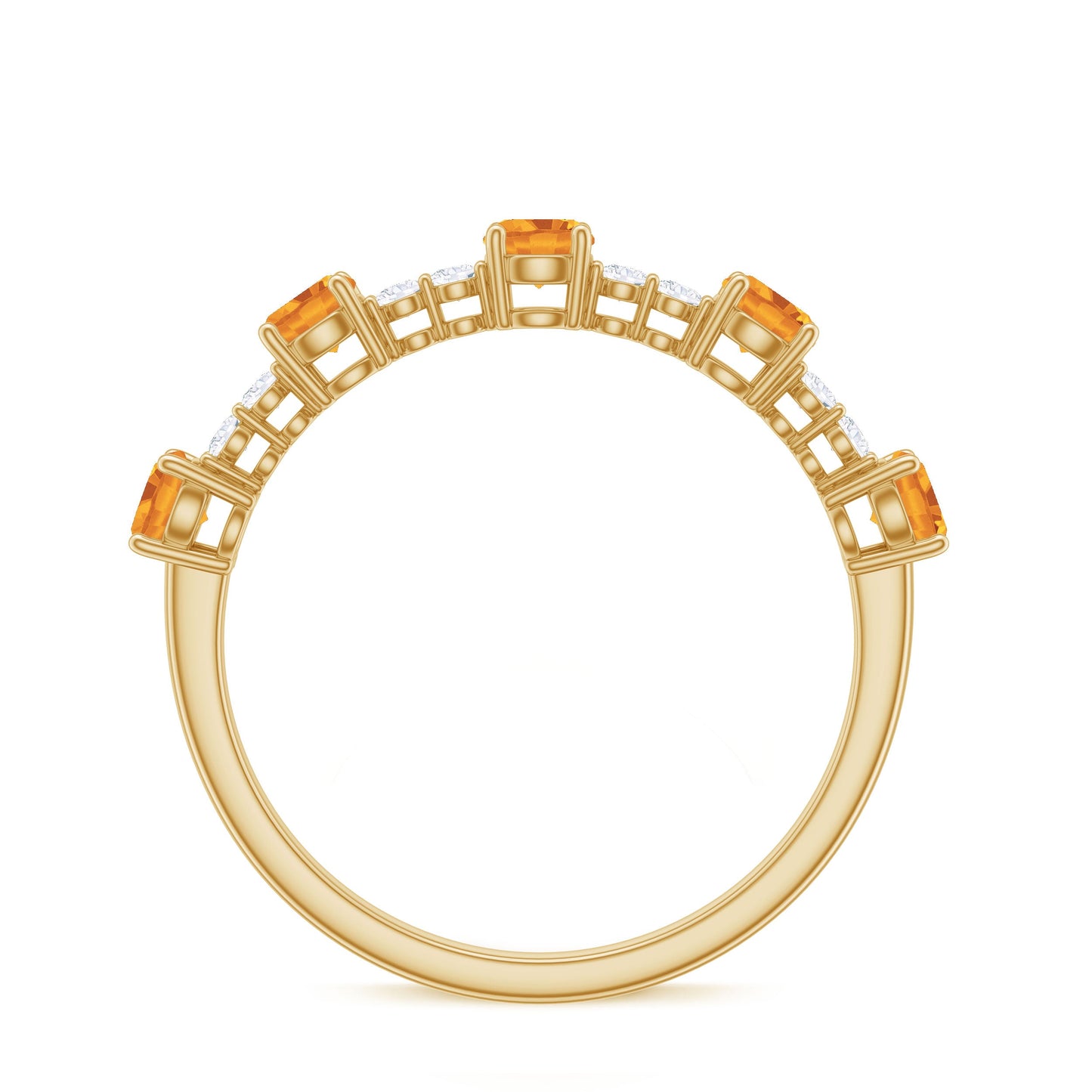 Natural Citrine Diamond Half Eternity Ring for Anniversary