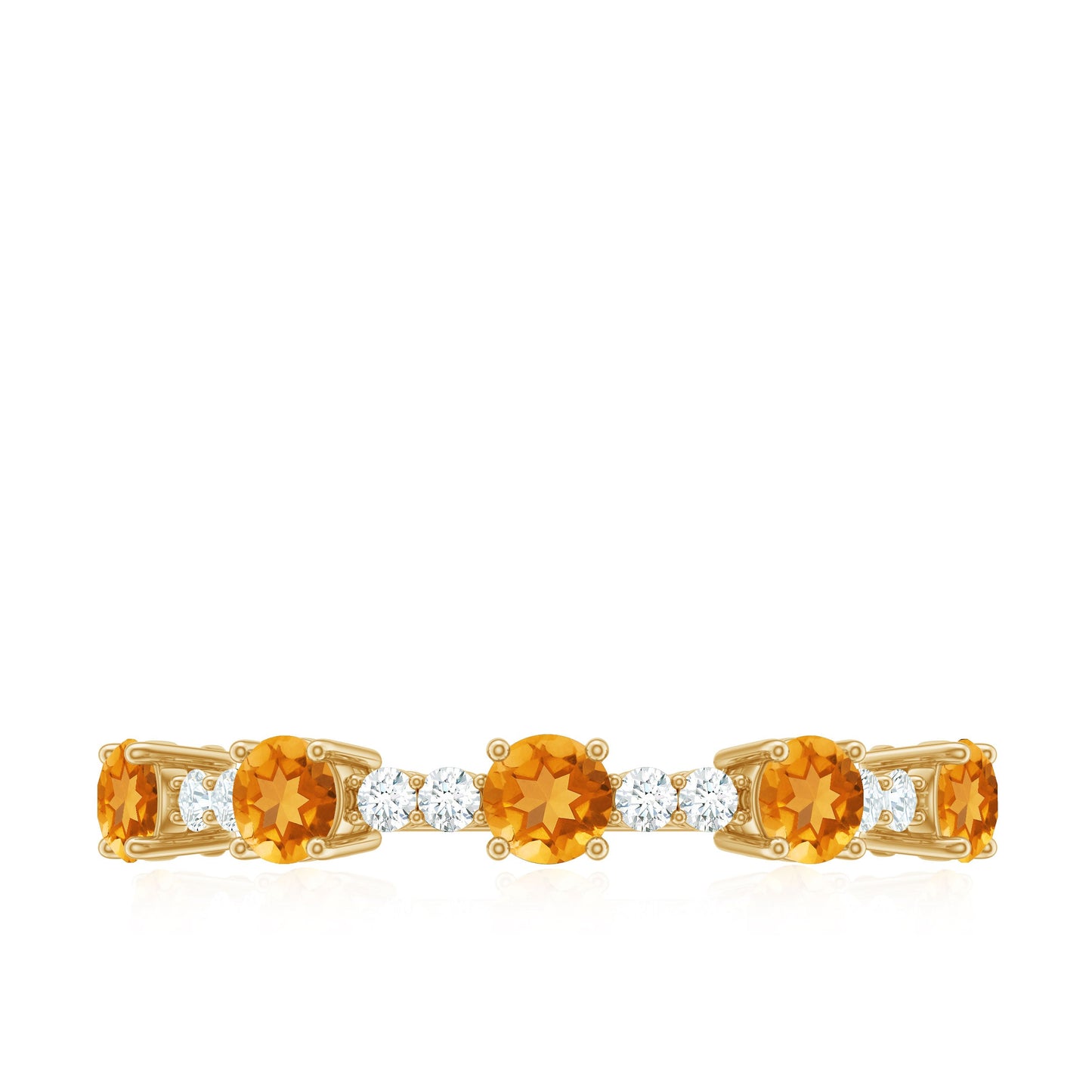 Natural Citrine Diamond Half Eternity Ring for Anniversary