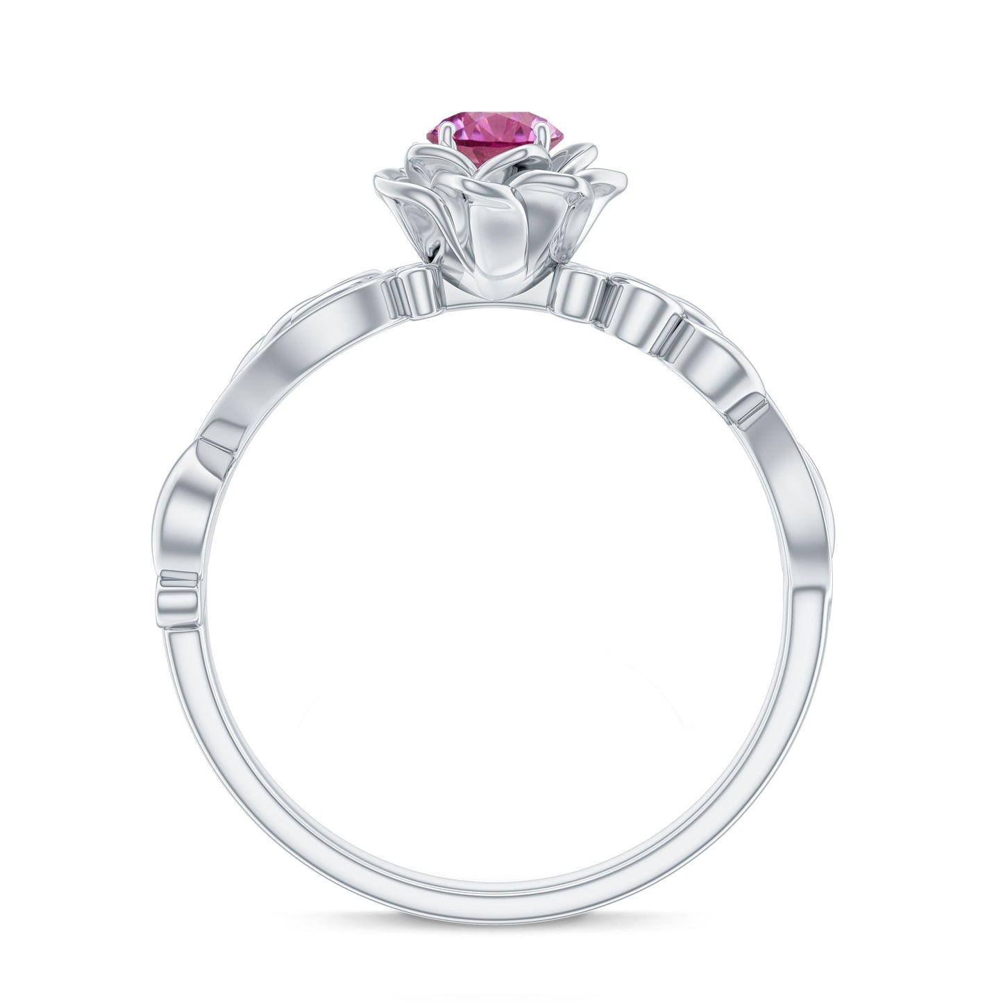 Nature Inspired Pink Tourmaline and Diamond Engagement Ring