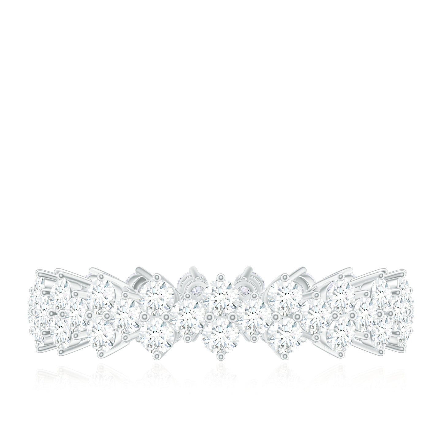 Cluster Wedding Band for Women with Moissanite