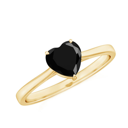 Solitaire Black Onyx Heart Promise Ring for Women