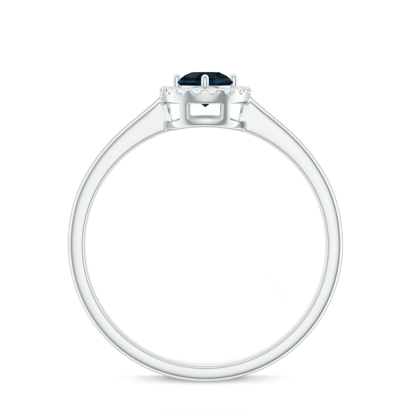 5mm London Blue Topaz Promise Ring with Diamond Halo
