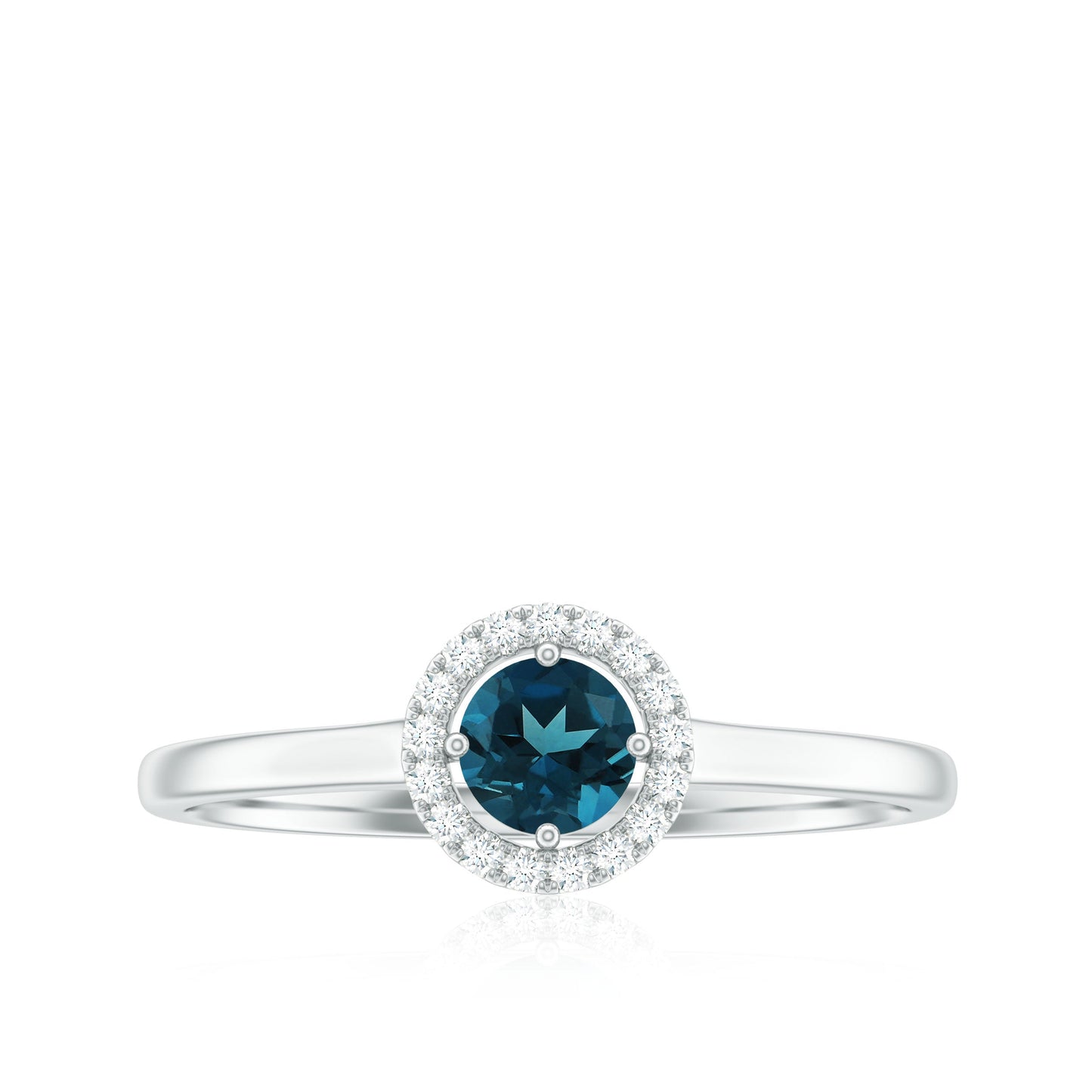5mm London Blue Topaz Promise Ring with Diamond Halo