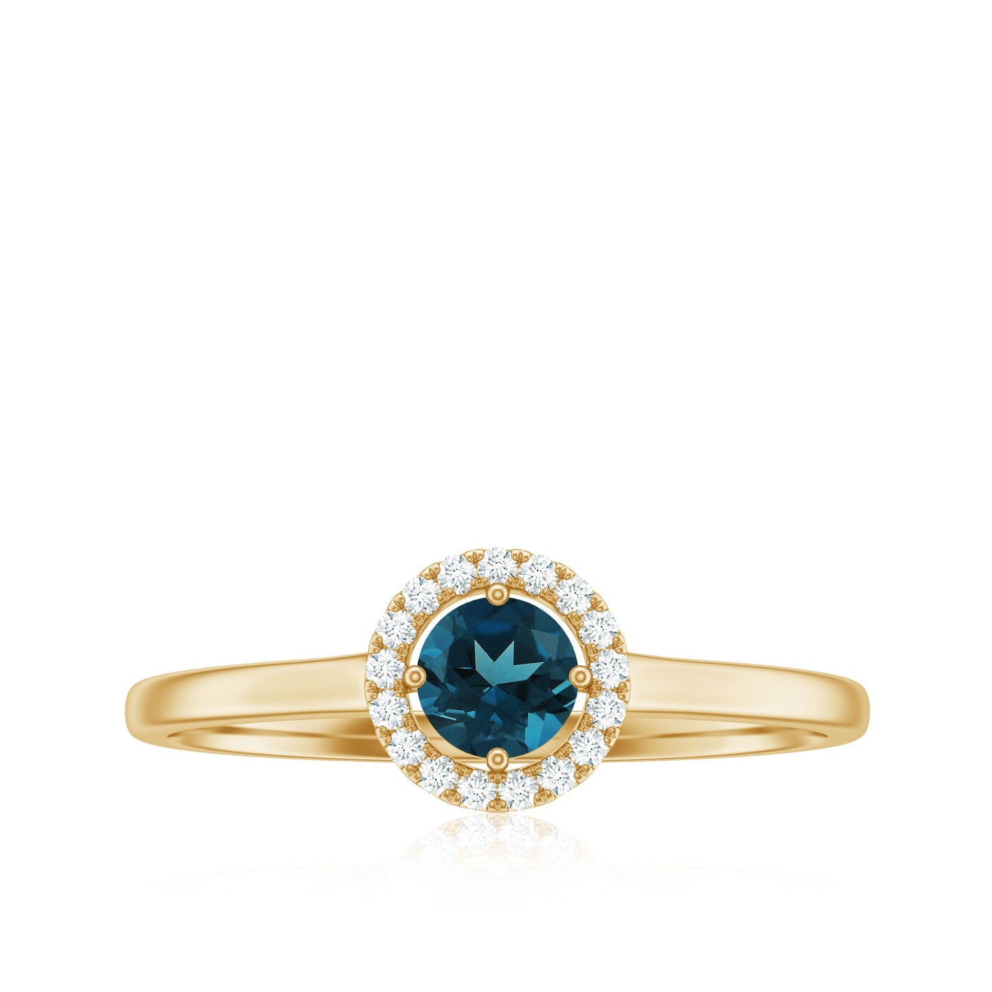 5mm London Blue Topaz Promise Ring with Diamond Halo