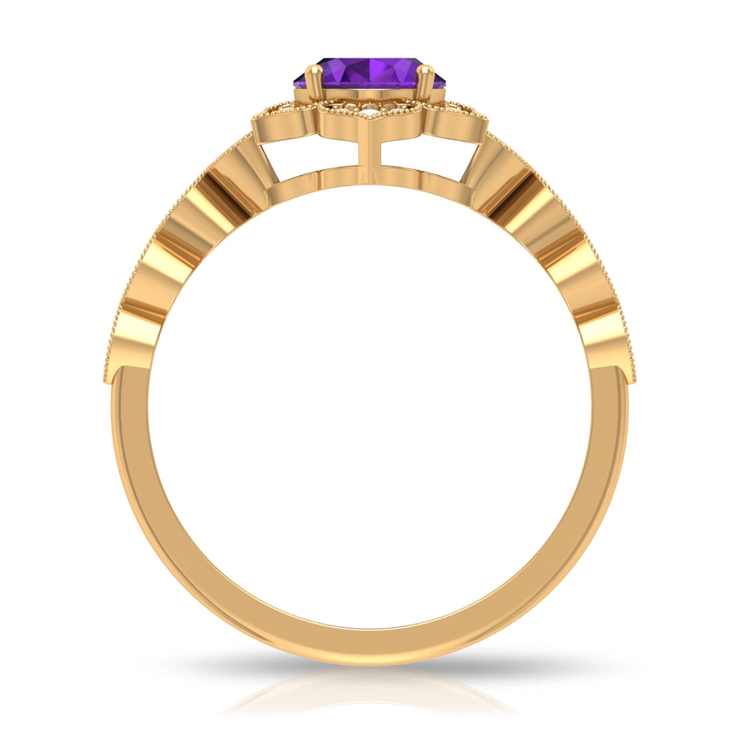 Solitaire Amethyst Engagement Ring with Diamond Accent