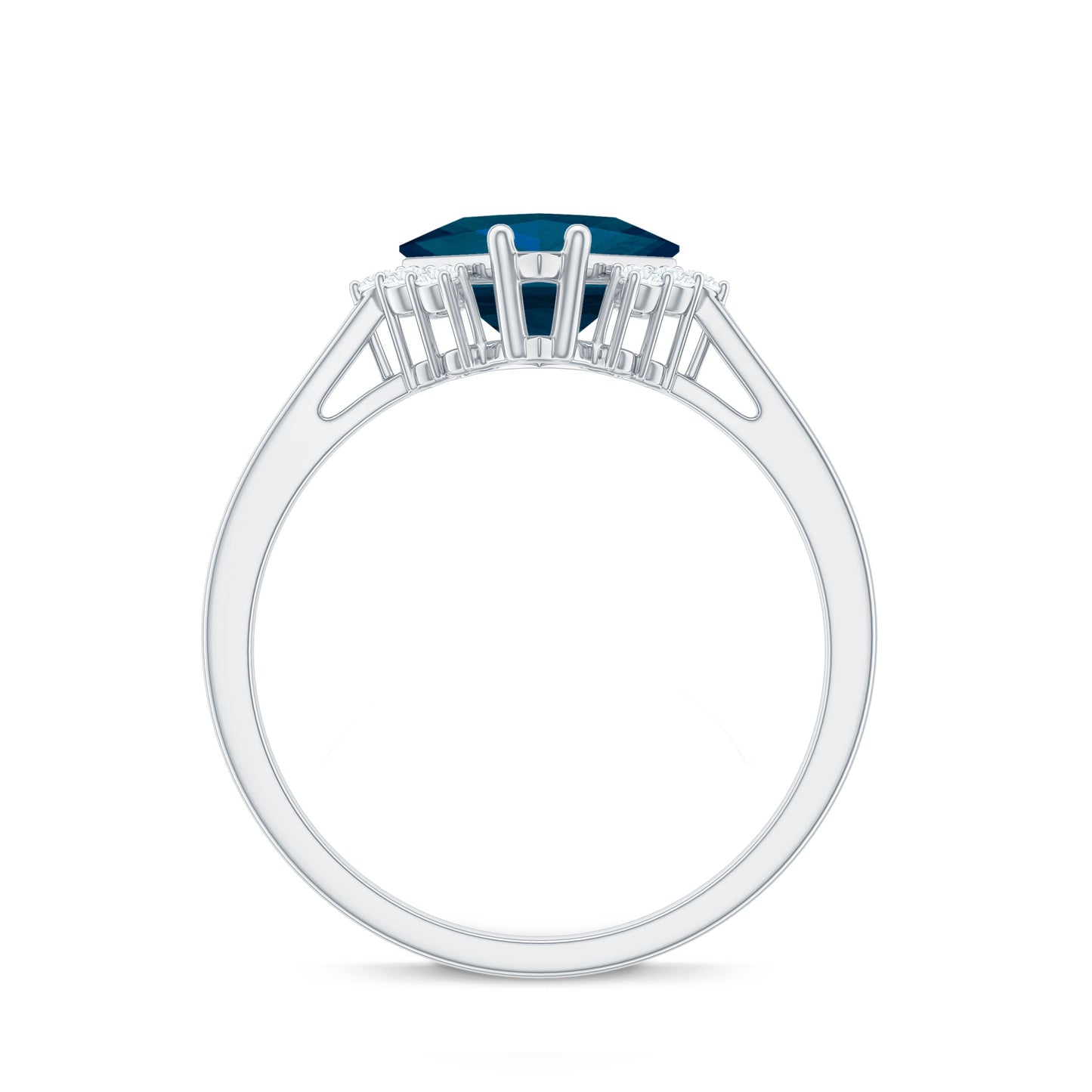 Princess Cut London Blue Topaz Engagement Ring with Diamond