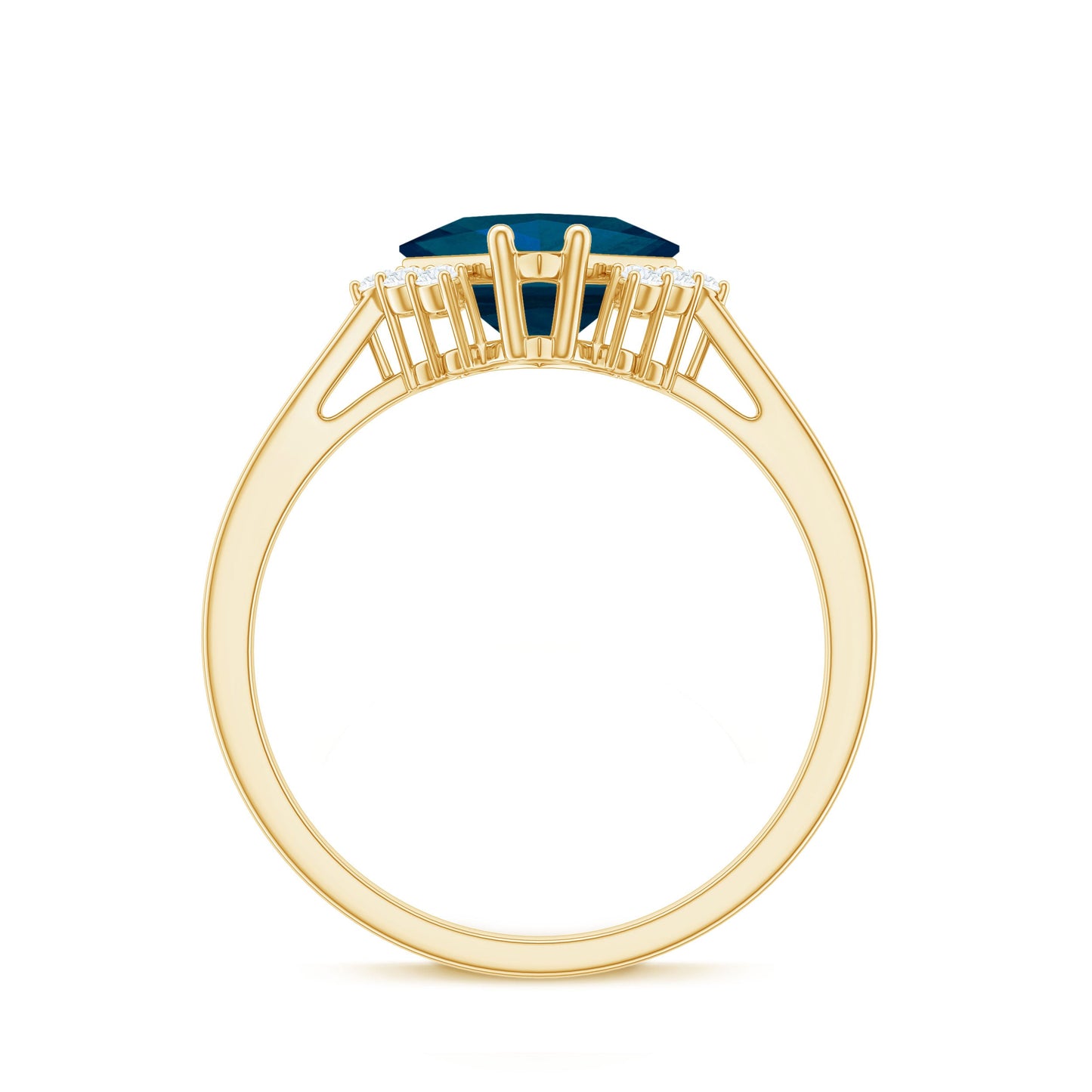 Princess Cut London Blue Topaz Engagement Ring with Diamond