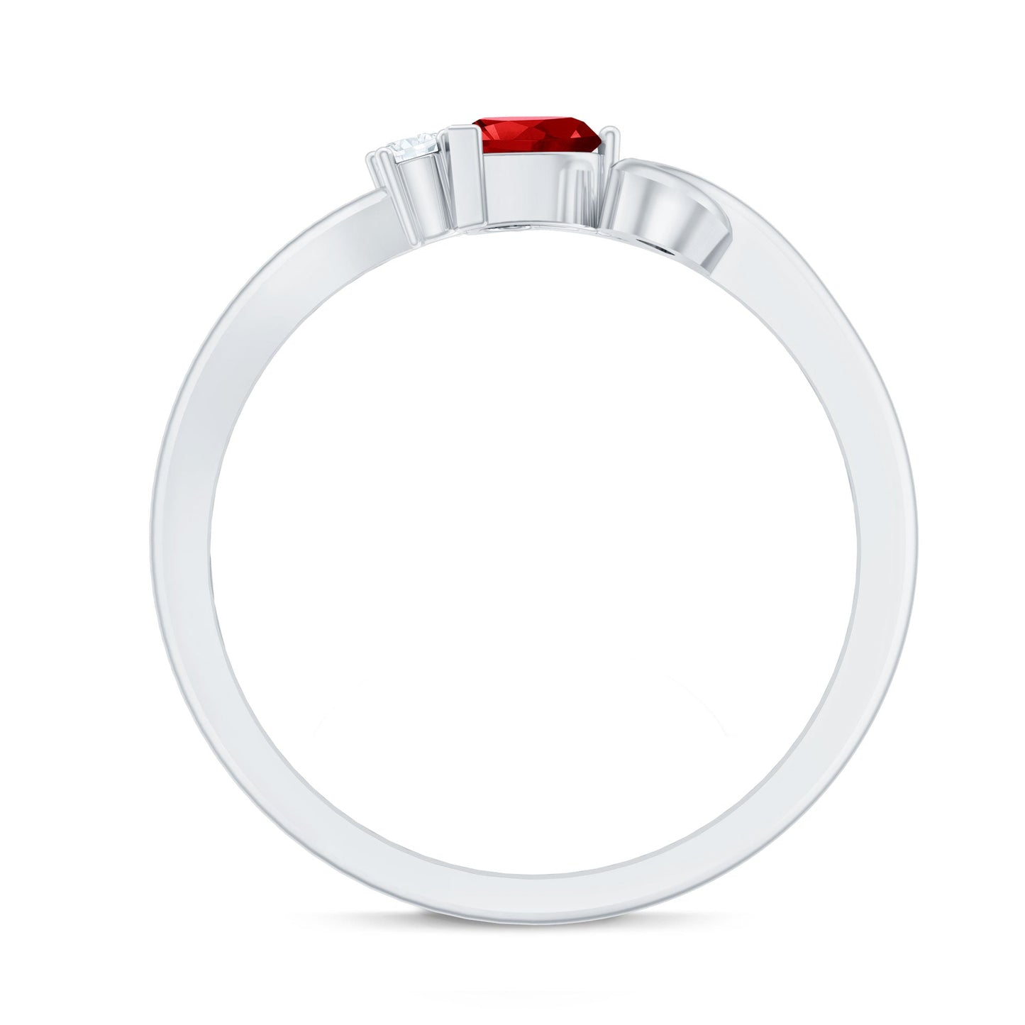 Created Ruby Heart Ring With Moissanite
