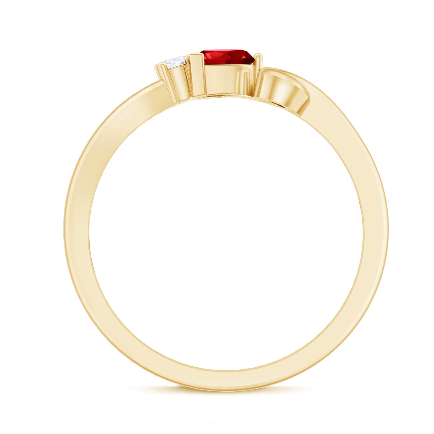 Created Ruby Heart Ring With Moissanite