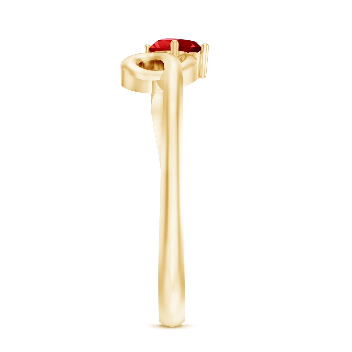 Created Ruby Heart Ring With Moissanite