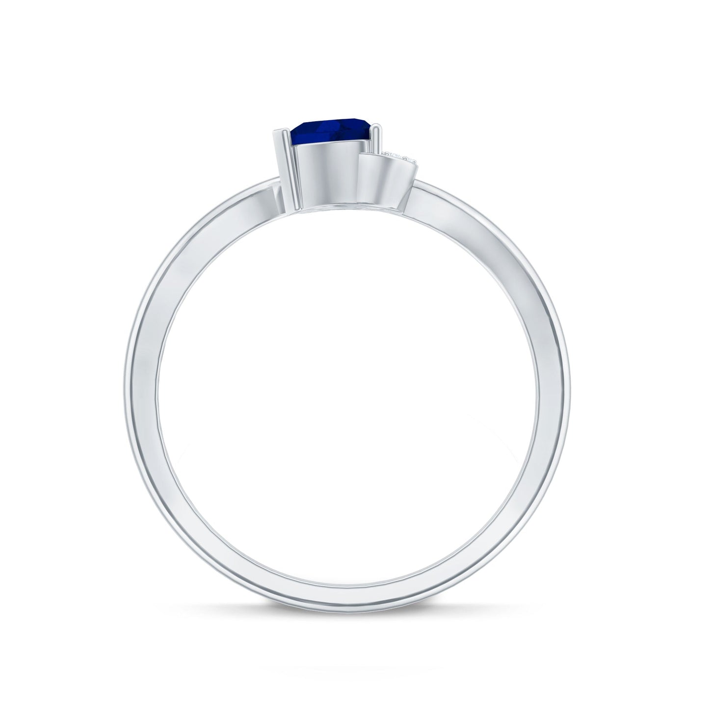1/2 CT Blue Sapphire Heart Promise Ring with Diamond