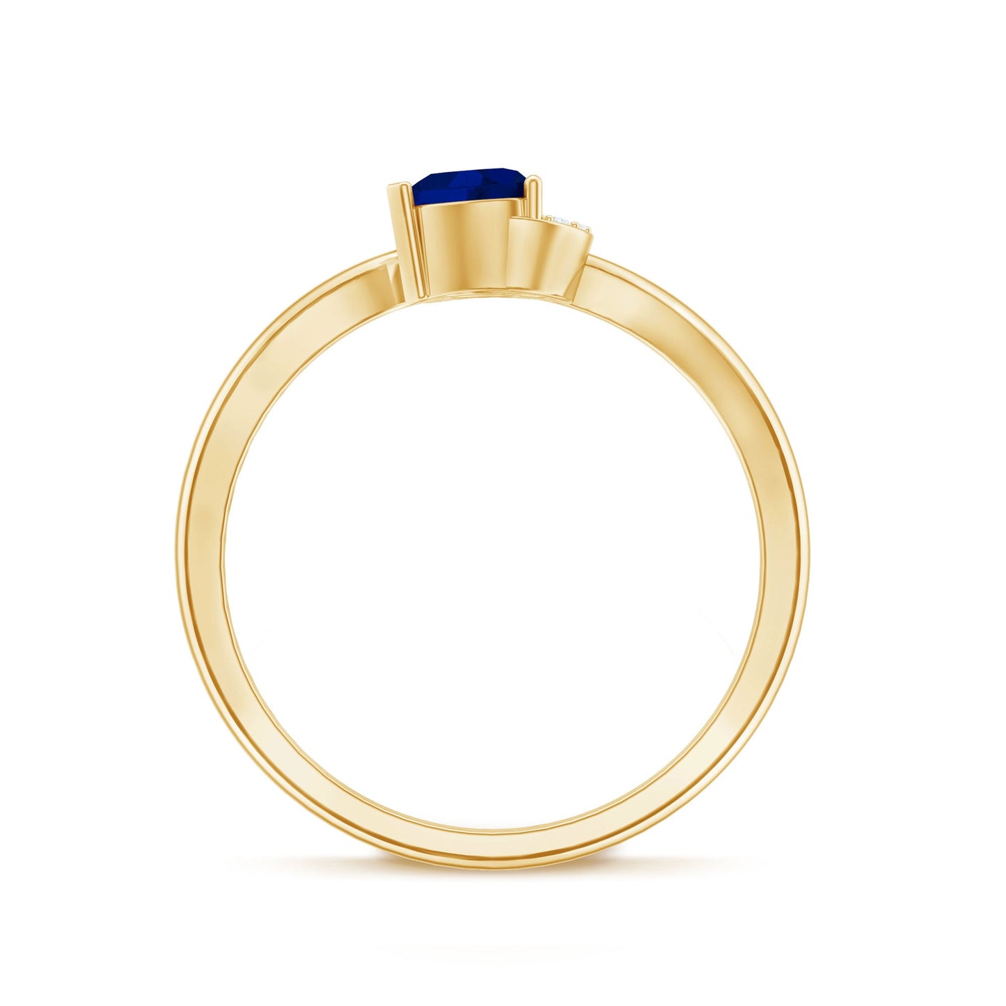 1/2 CT Blue Sapphire Heart Promise Ring with Diamond