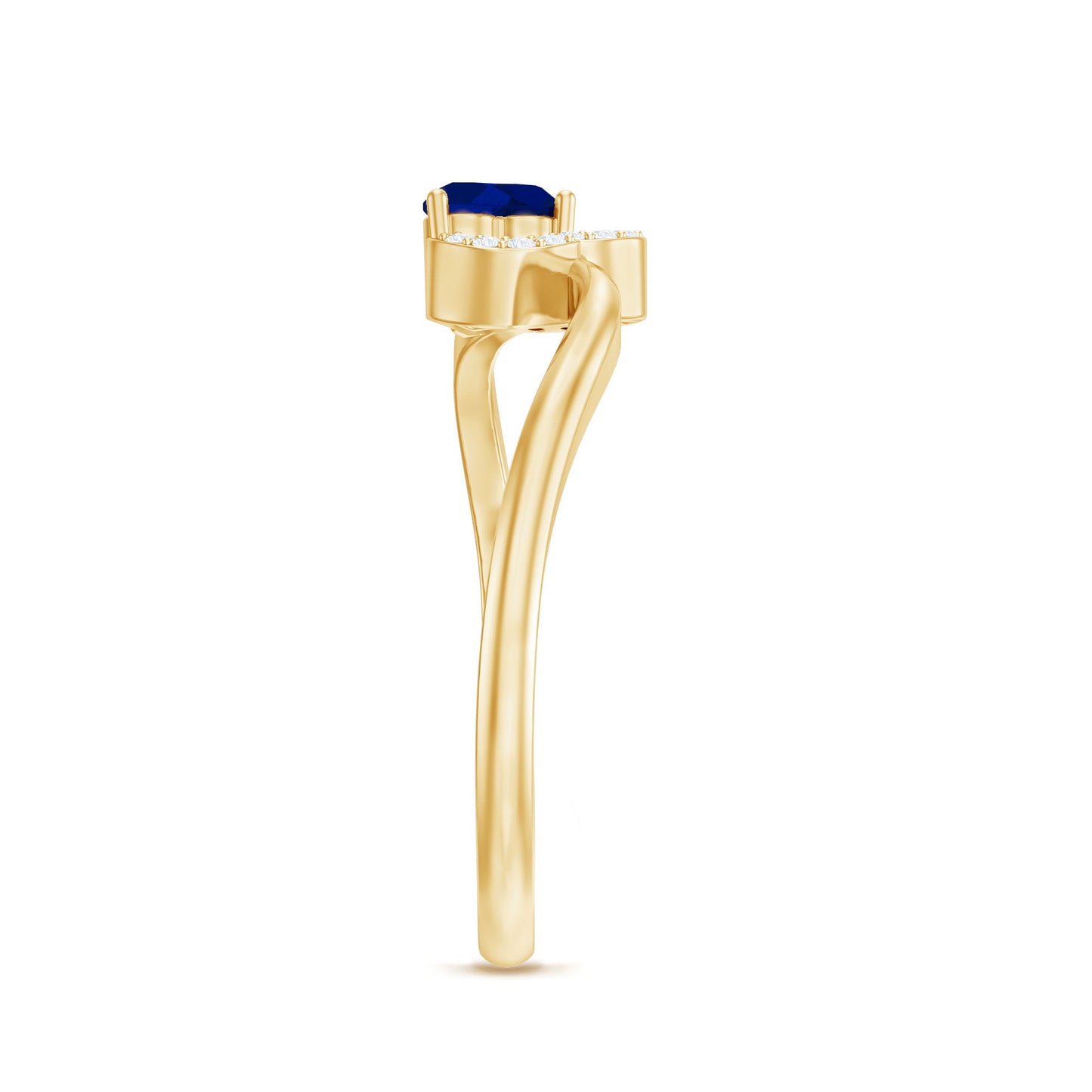 1/2 CT Blue Sapphire Heart Promise Ring with Diamond