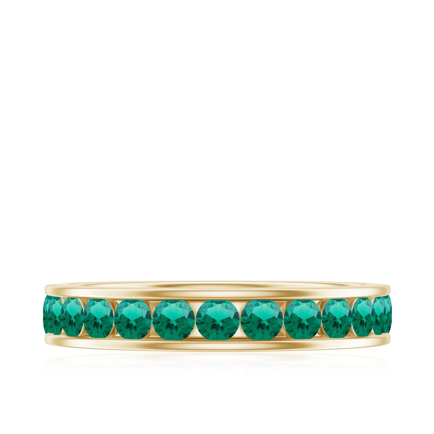 Certified Lab Grown Emerald Wedding Anniversary Ring in Channel Setting