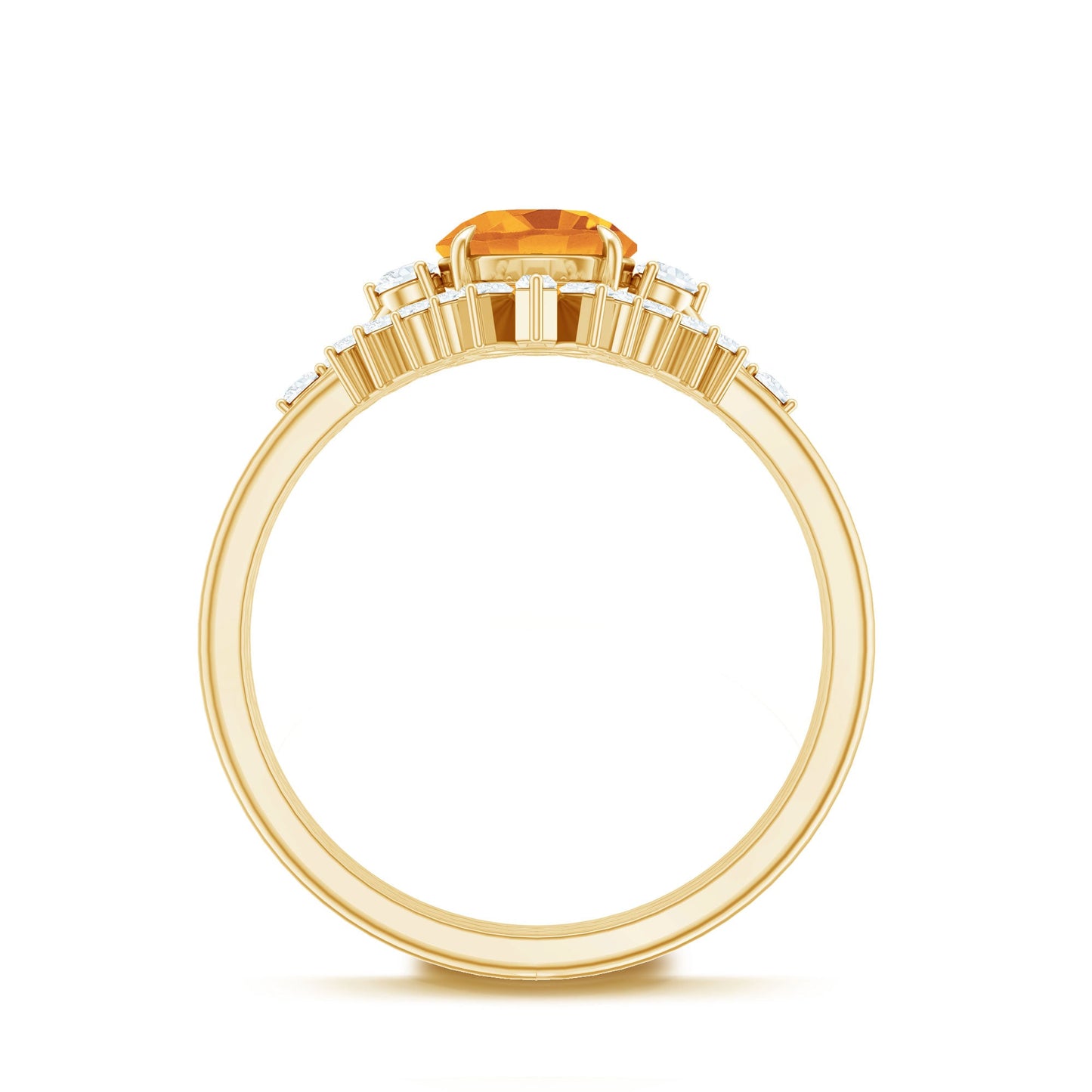 Designer Citrine 3 Piece Wedding Ring Set with Moissanite