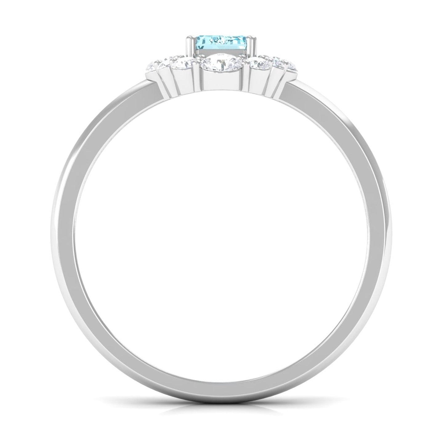 Octagon Aquamarine Engagement Ring with Diamond Halo