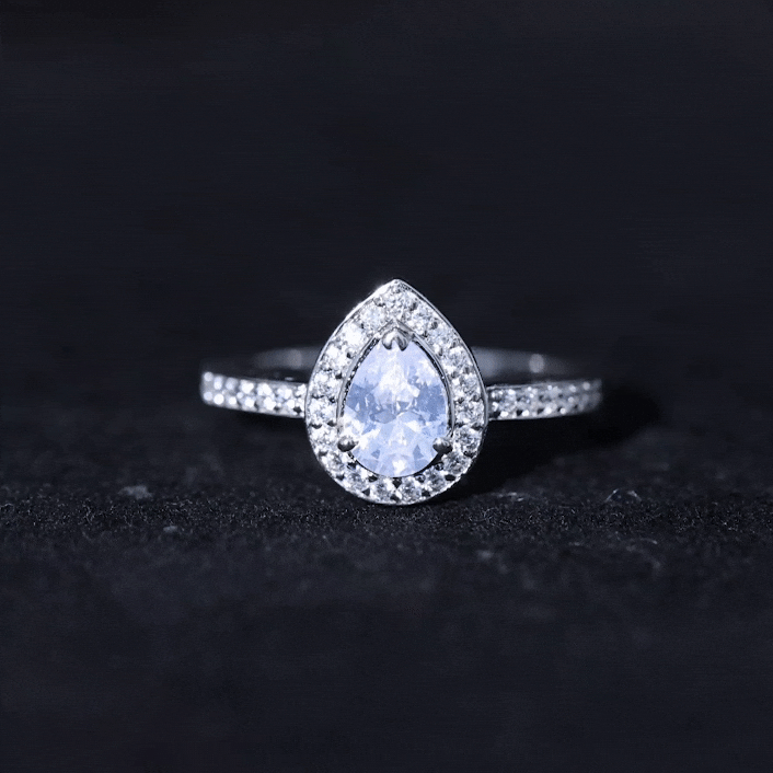 Zircon Teardrop Halo Engagement Ring