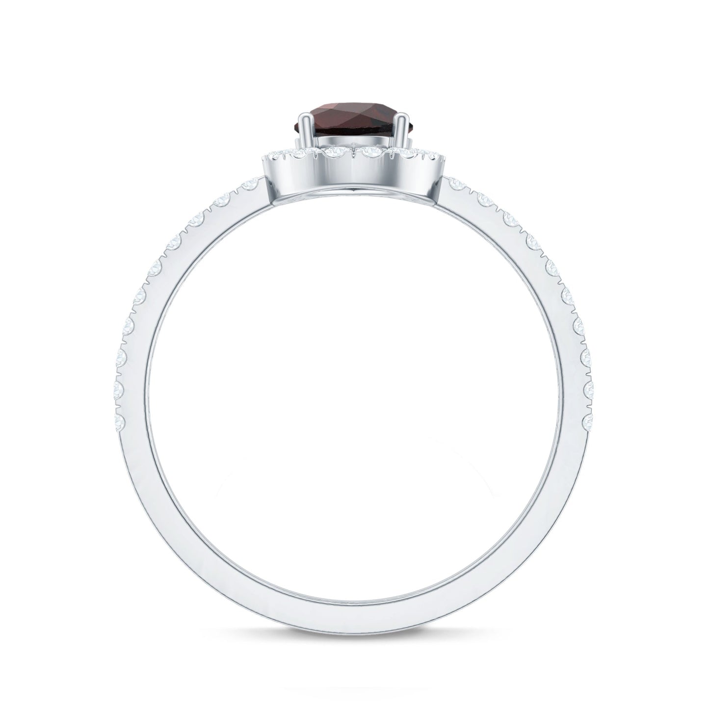 Natural 5X7mm Garnet Teardrop Engagement Ring with Diamond Halo