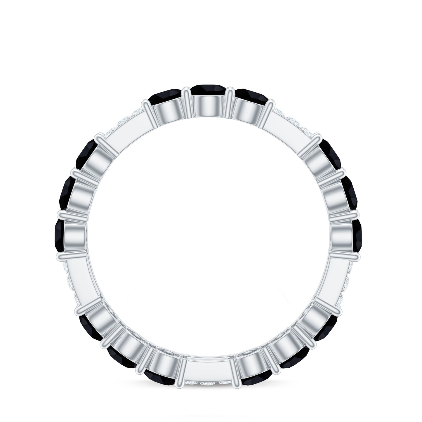 Real Black Spinel Diamond Eternity Ring for Anniversary