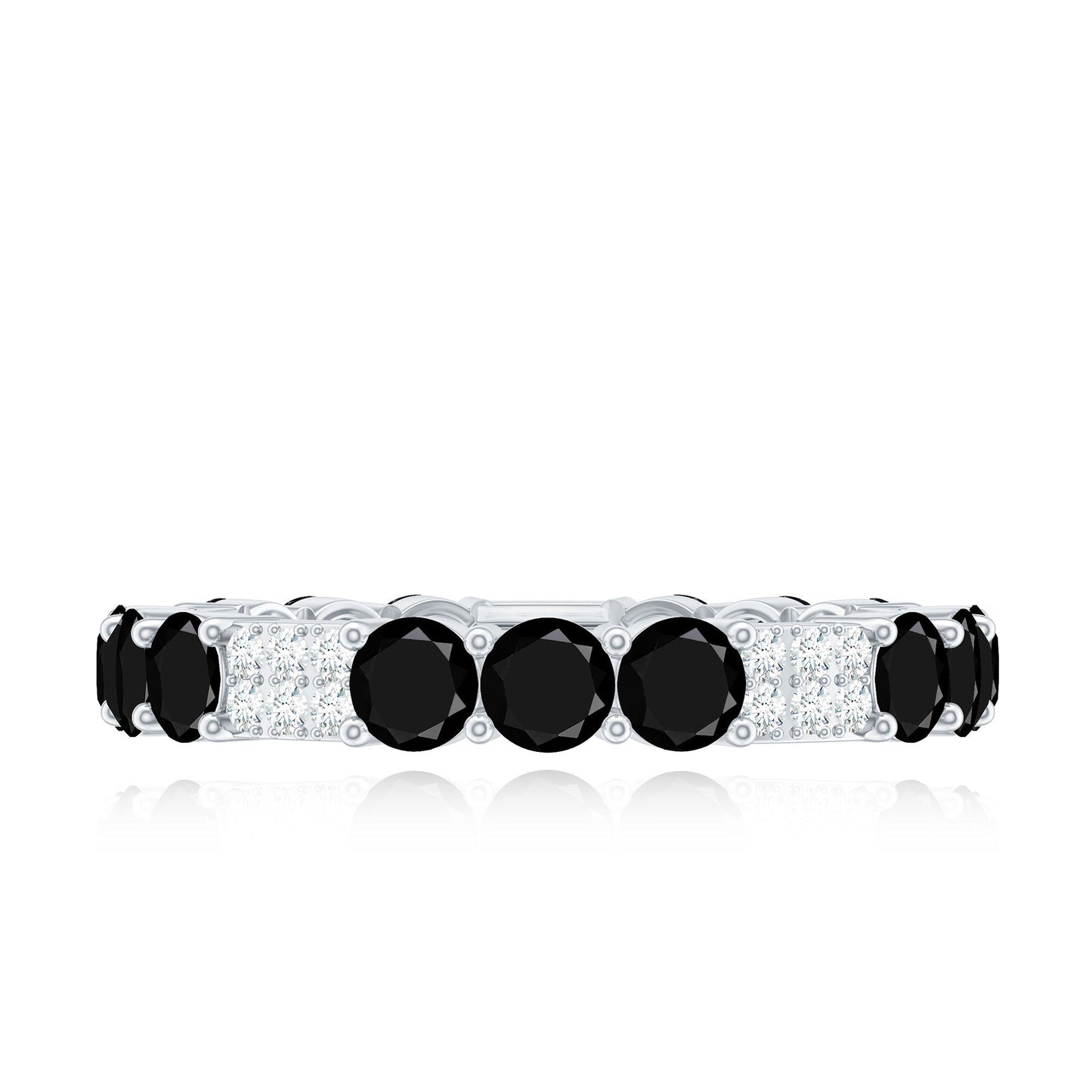 Real Black Spinel Diamond Eternity Ring for Anniversary