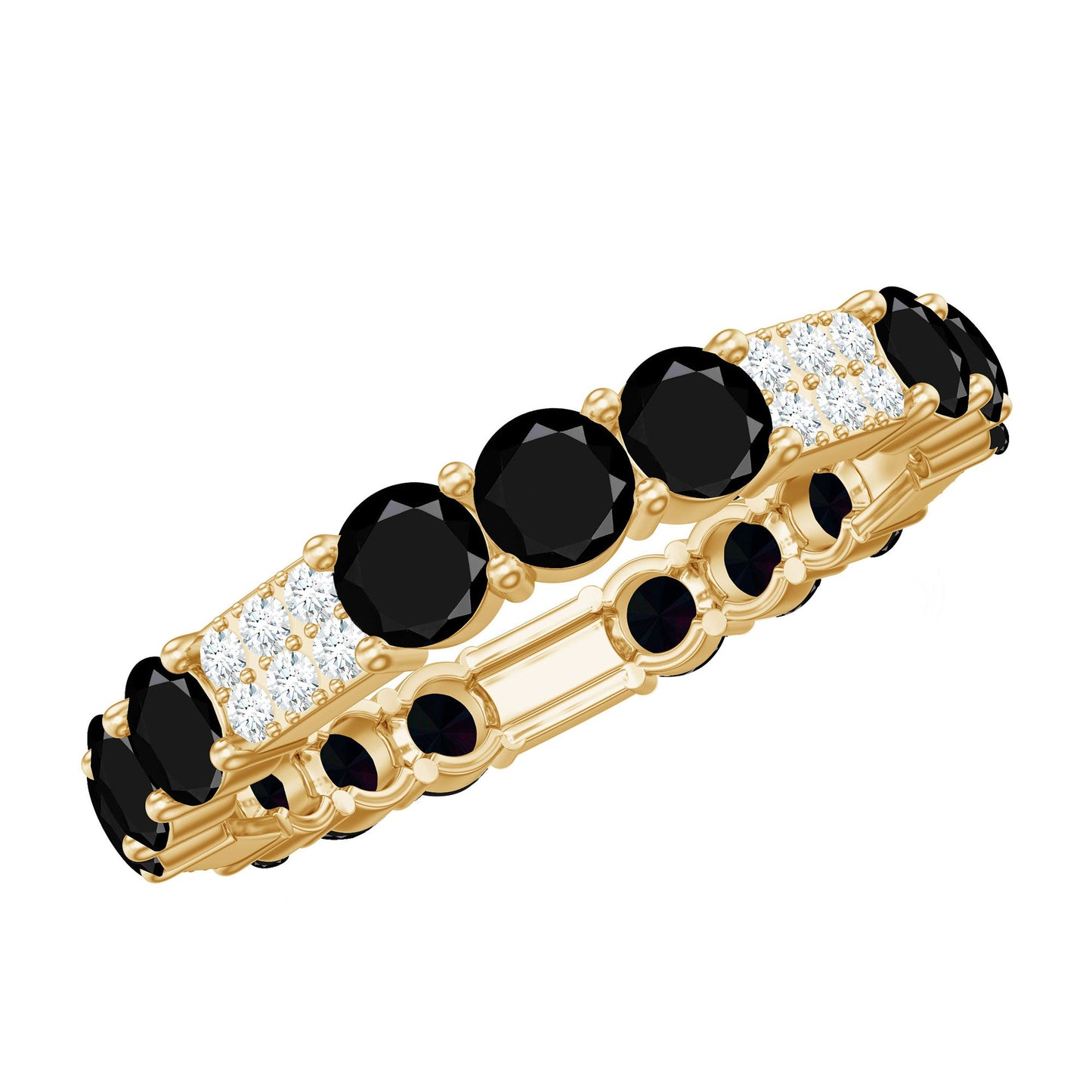 Real Black Spinel Diamond Eternity Ring for Anniversary