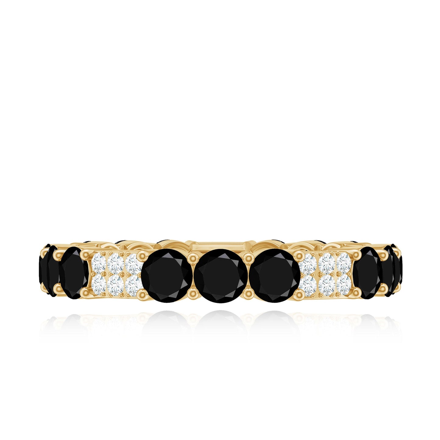 Real Black Spinel Diamond Eternity Ring for Anniversary