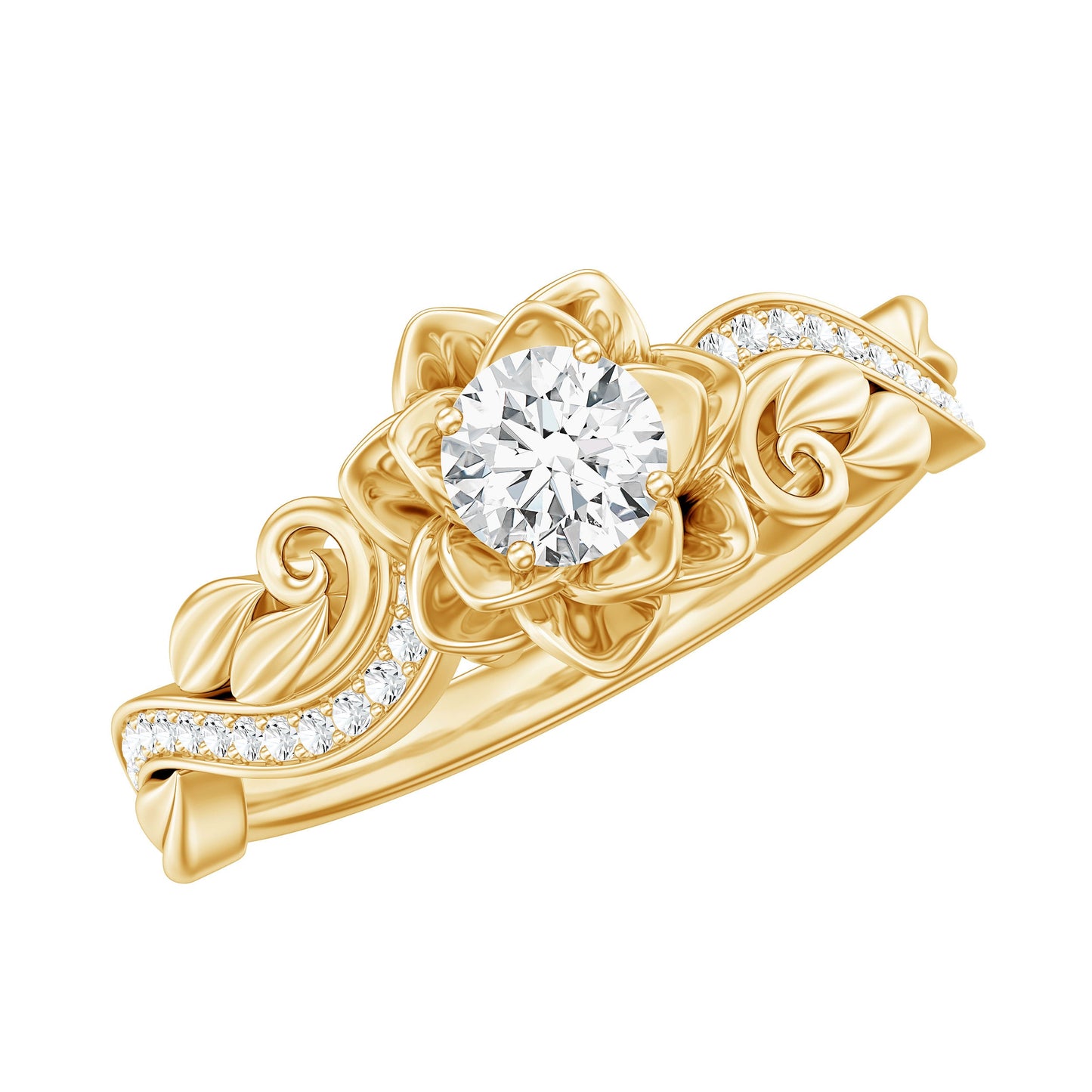 Certified Flower Inspired Moissanite Engagement Ring For Women