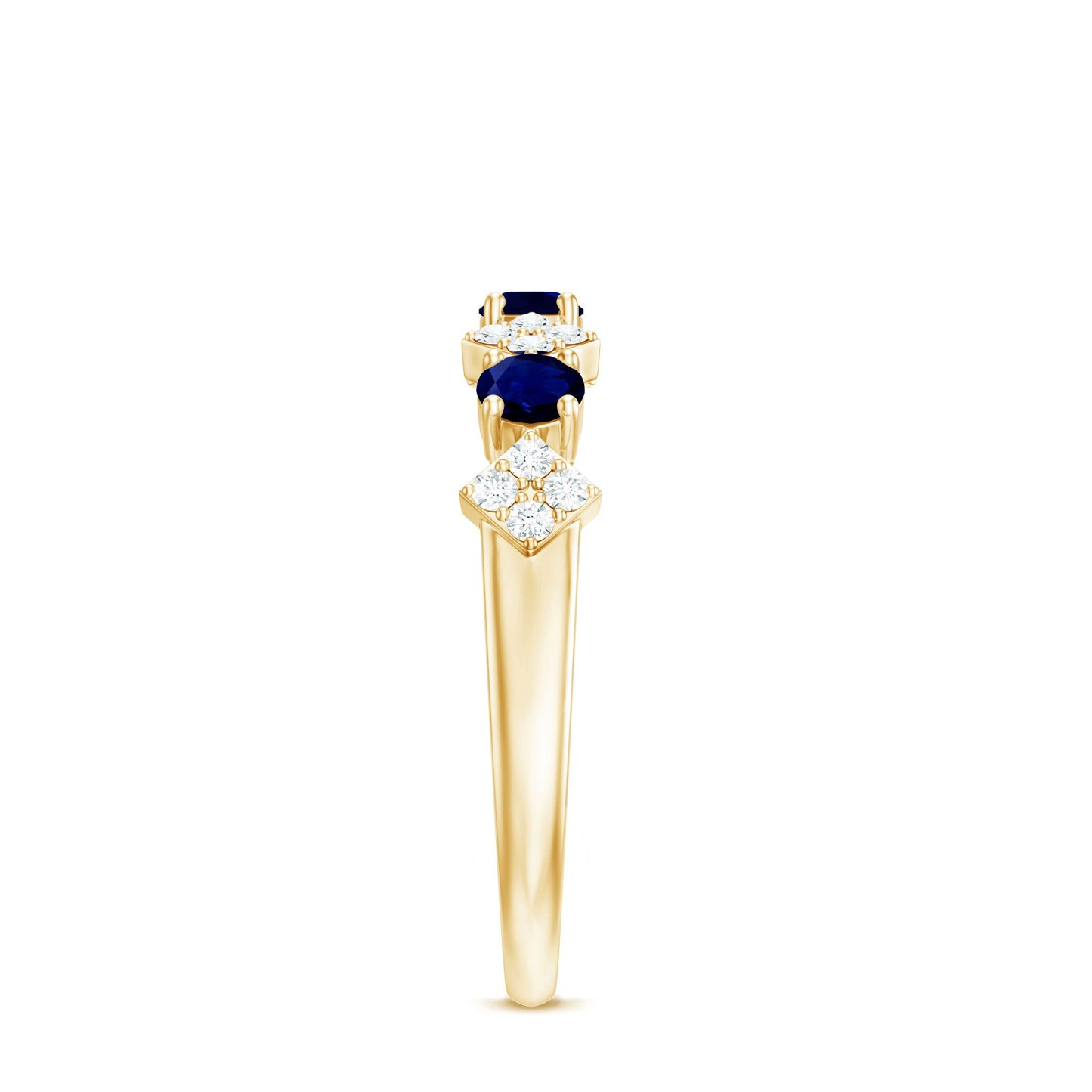 Natural Blue Sapphire and Diamond Half Eternity Band Ring