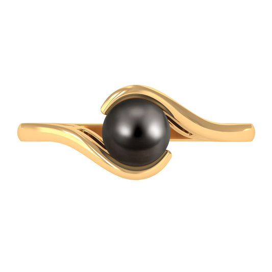 2.50 CT Certified Tahitian Pearl Solitaire Bypass Ring in Gold