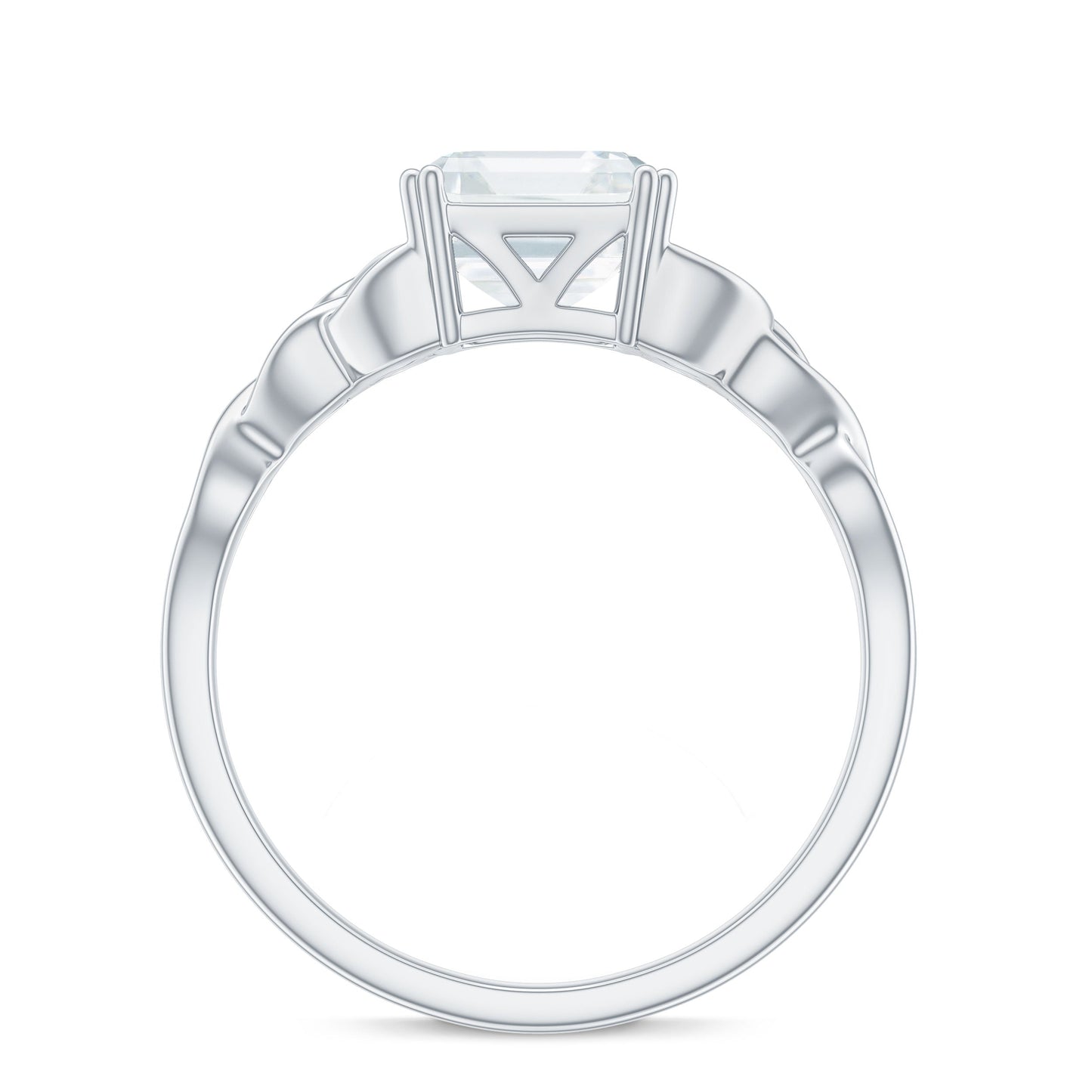 Asscher Cut 8 MM Moissanite Celtic Knot Engagement Ring