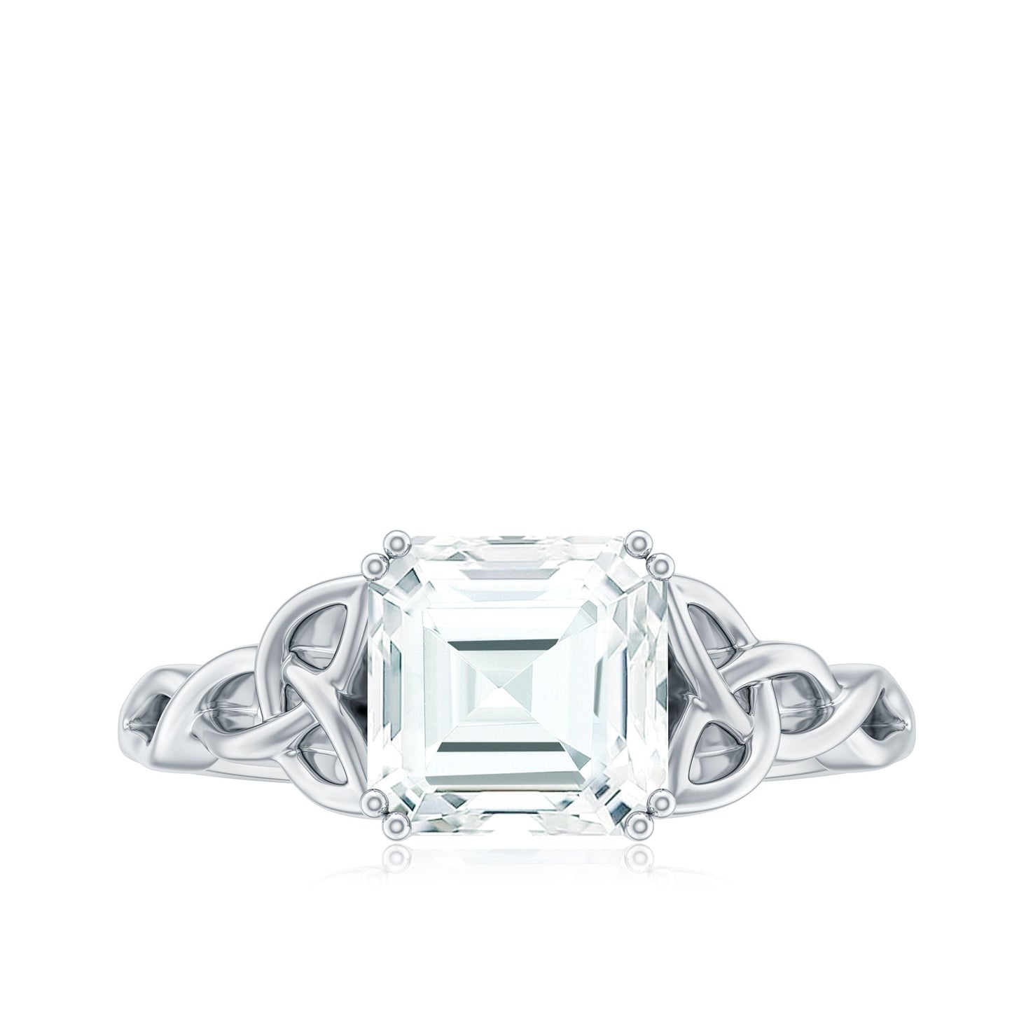Asscher Cut 8 MM Moissanite Celtic Knot Engagement Ring
