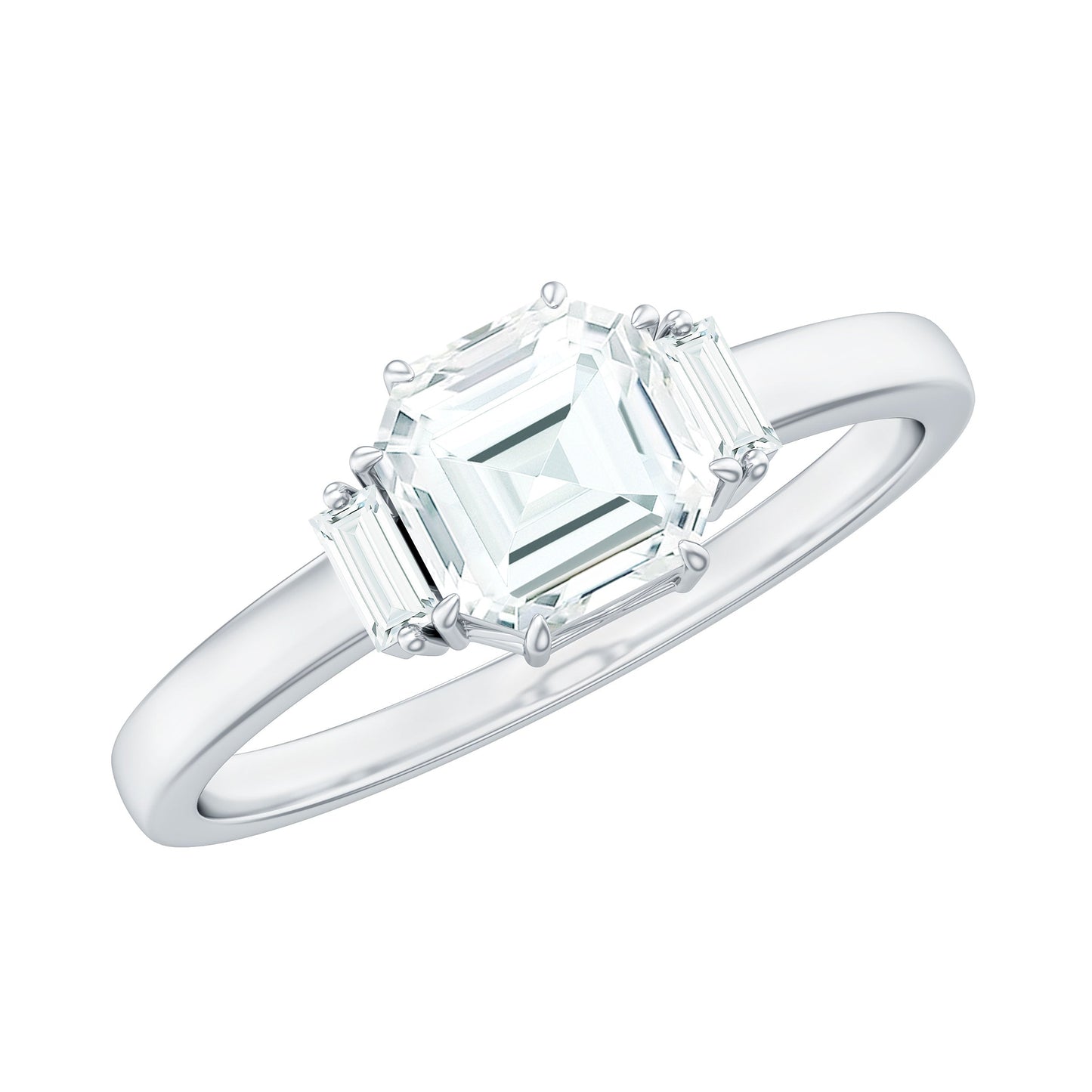 1.50 CT Asscher Cut Solitaire Zircon Engagement Ring