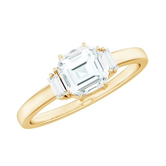 1.50 CT Asscher Cut Solitaire Zircon Engagement Ring