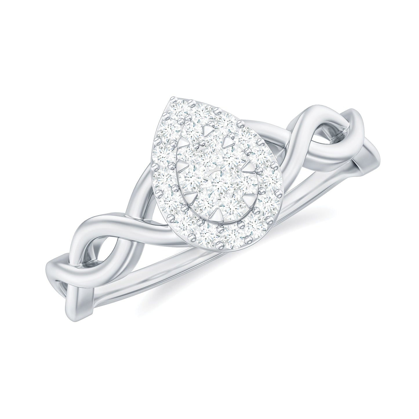 Illusion Set Round Moissanite Crossover Halo Engagement Ring