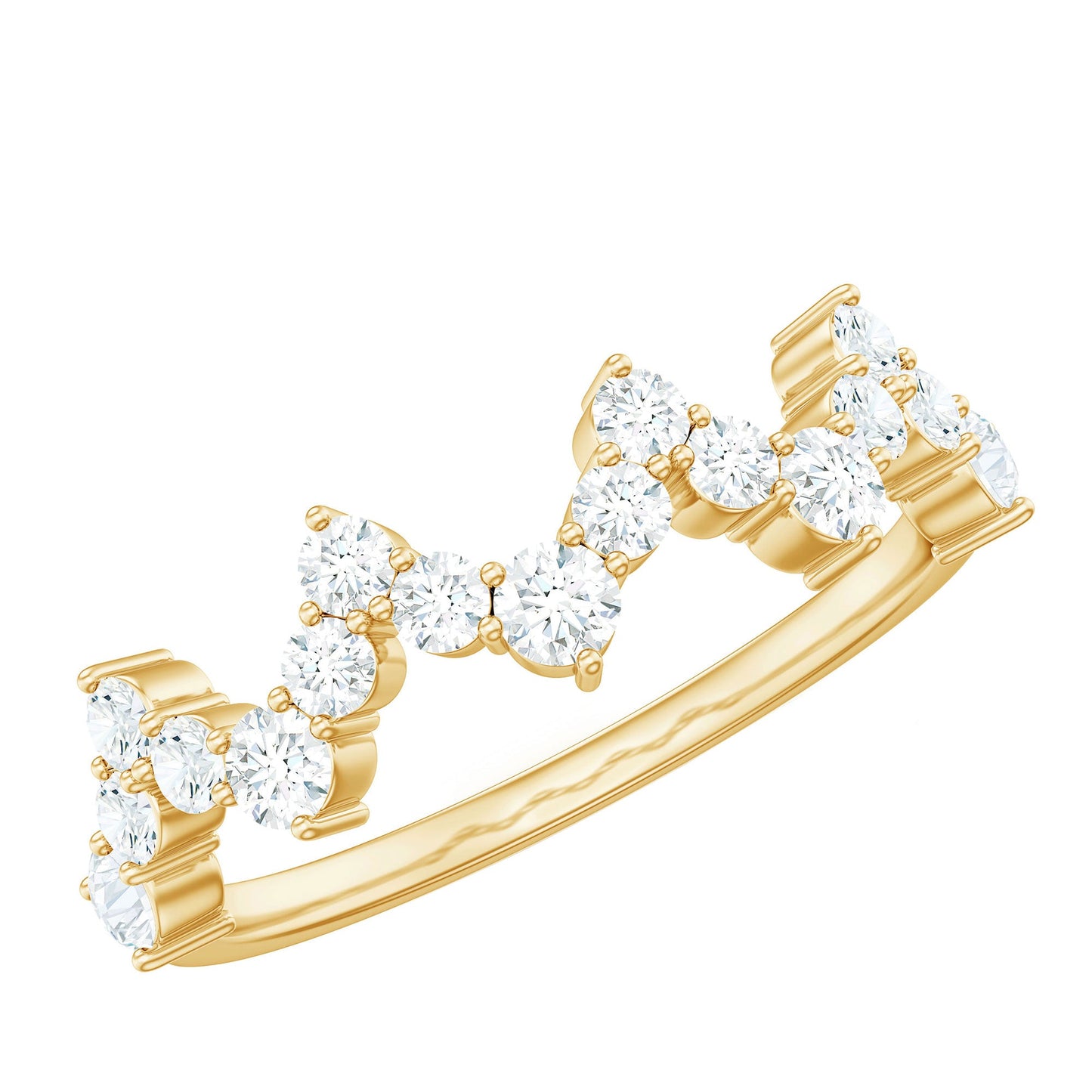 Zig Zag Style Moissanite Half Eternity Band Ring