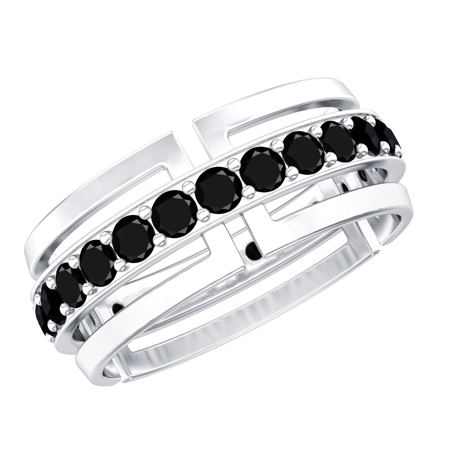 Certified Lab Created Black Diamond Contemporary Wedding Band