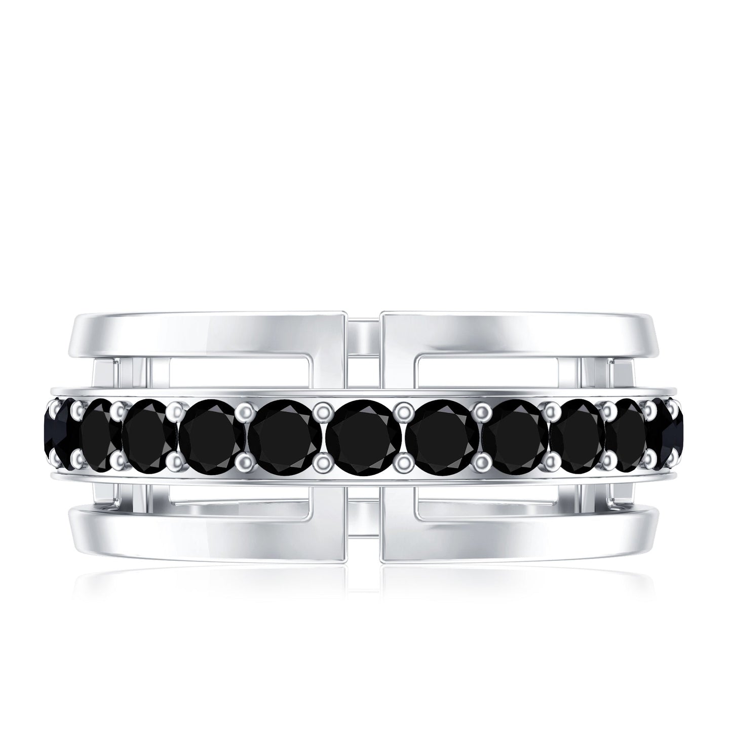 Certified Lab Created Black Diamond Contemporary Wedding Band