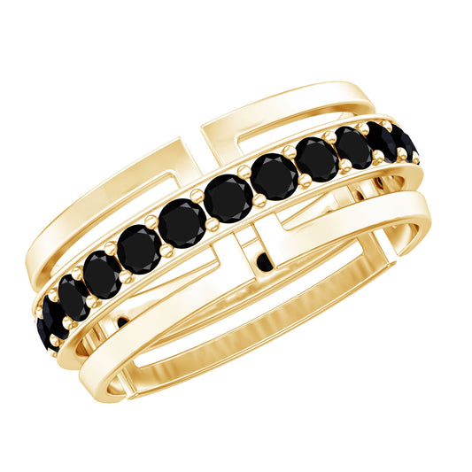 Certified Lab Created Black Diamond Contemporary Wedding Band