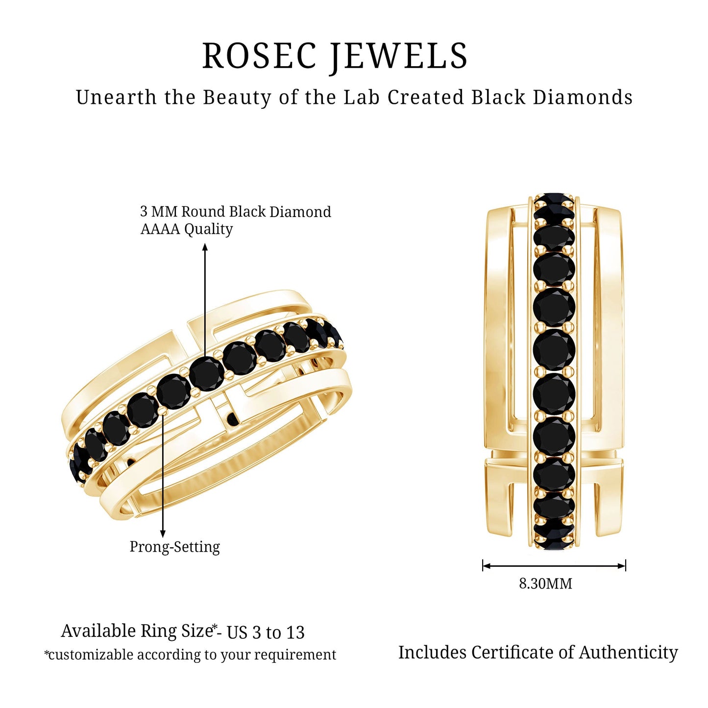 Certified Lab Created Black Diamond Contemporary Wedding Band