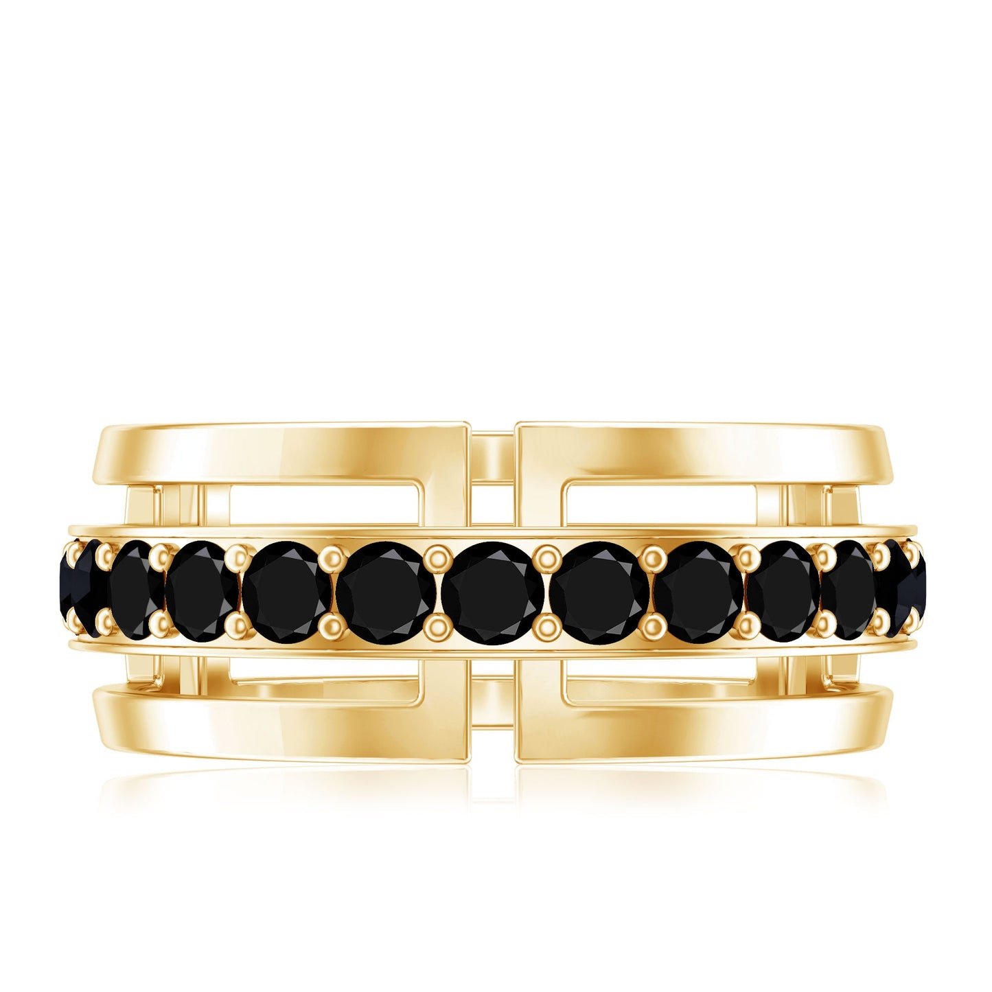 Certified Lab Created Black Diamond Contemporary Wedding Band