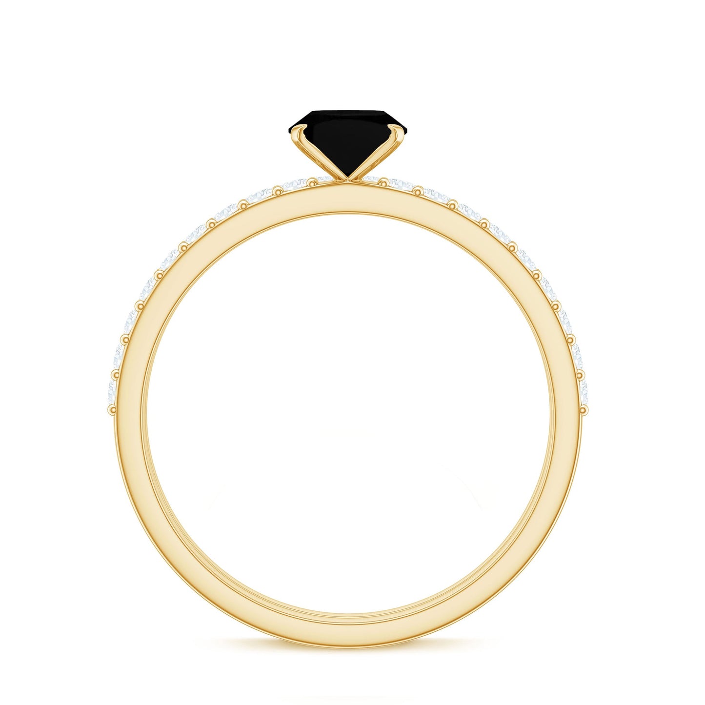 6X8mm Oval Cut Black Onyx Solitaire Rings Set with Diamond Wedding Band
