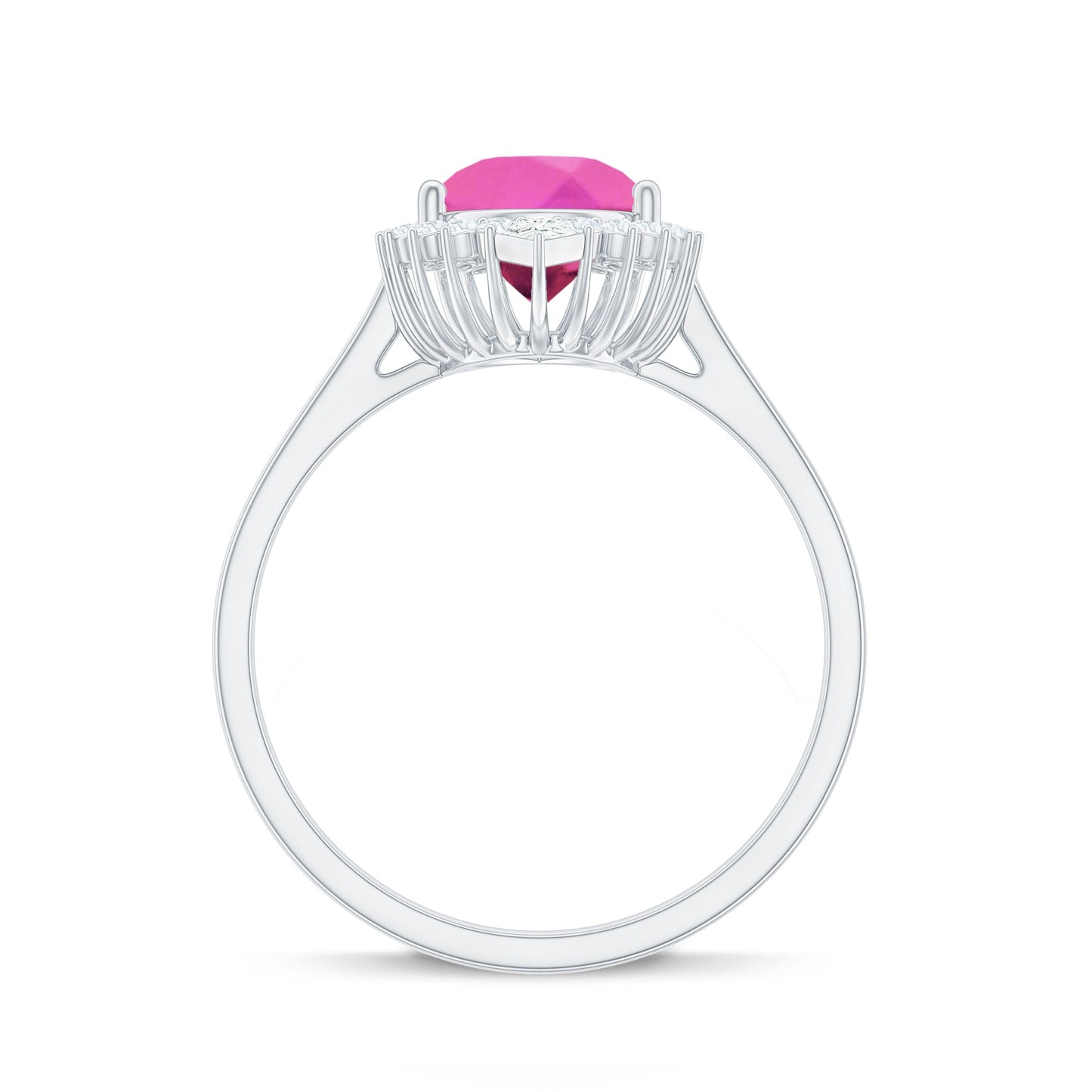 Pear Created Pink Sapphire Cocktail Halo Ring with Diamond