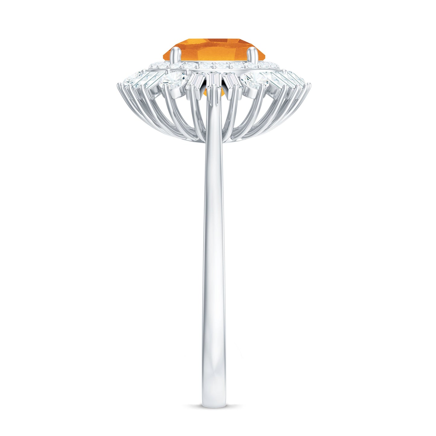 Genuine Citrine Double Halo Engagement Ring with Moissanite