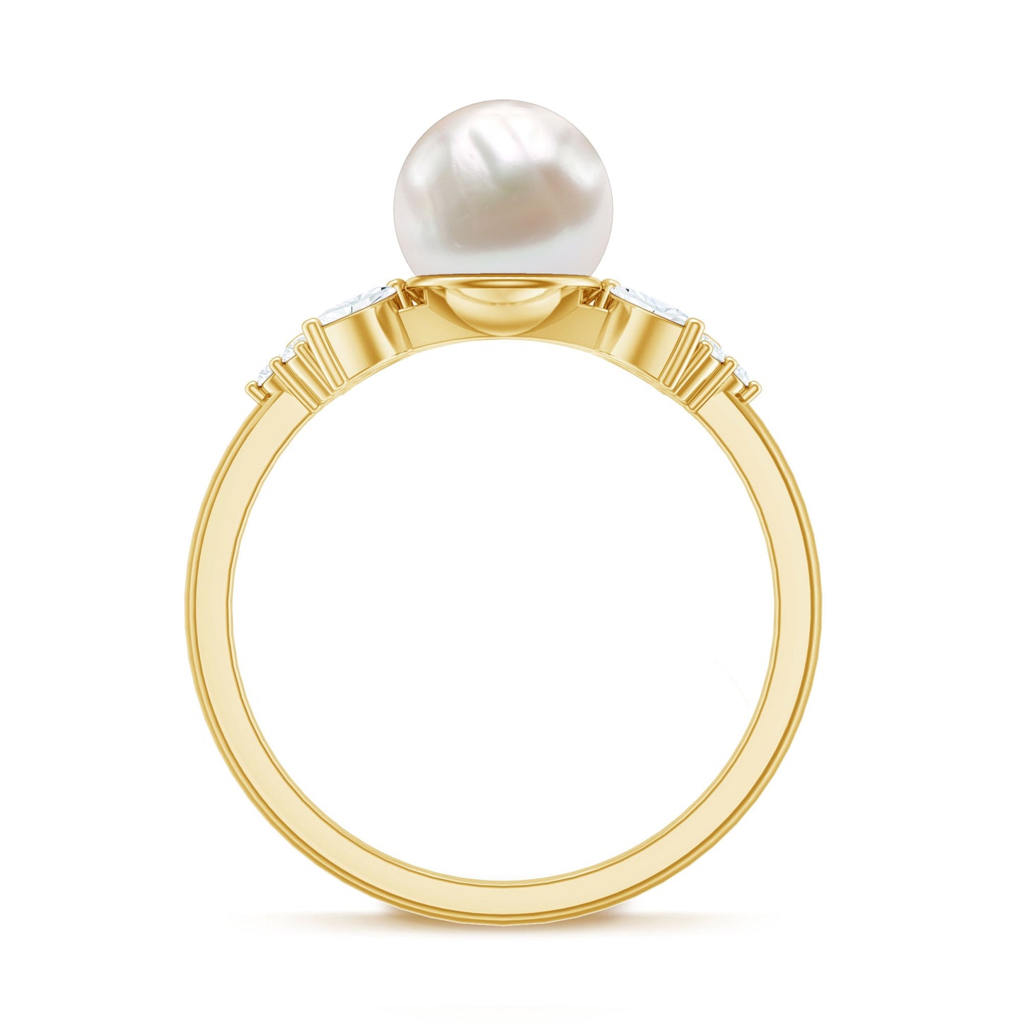 Nature Inspired Freshwater Pearl Solitaire Ring with Diamond