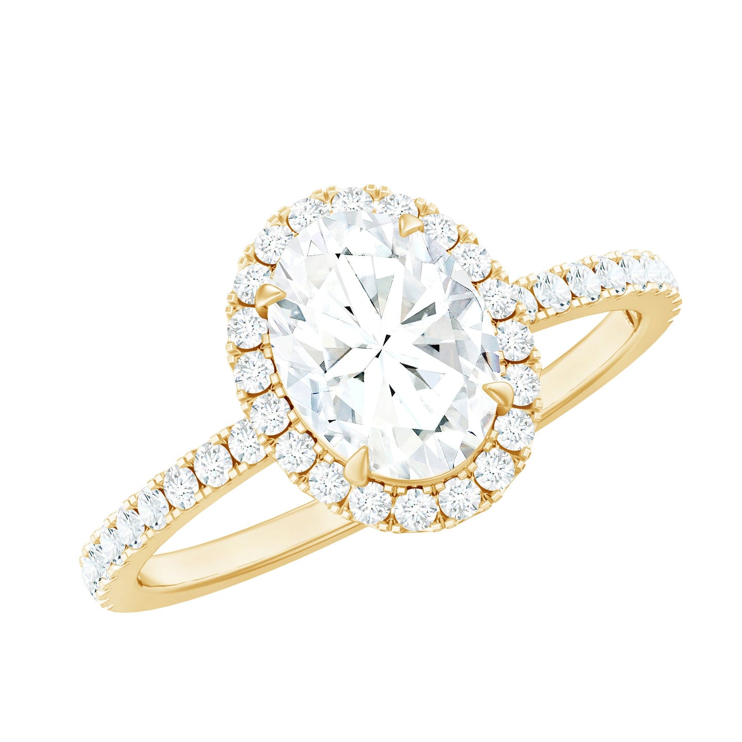 Brilliant Cut Moissanite Oblong Engagement Ring With Certificate