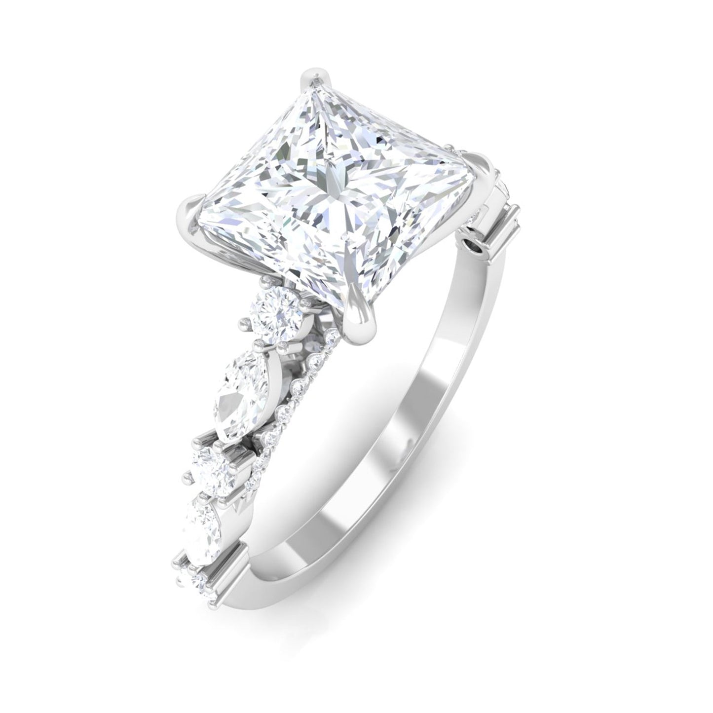 Zircon Designer Solitaire Engagement Ring in Gold